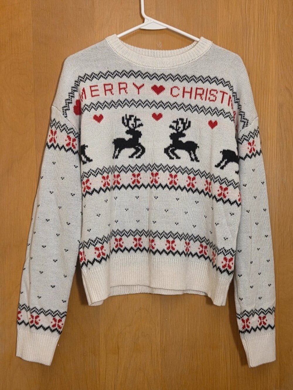 Simplee Crew Neck Pullover Novelty Sweater Womens M White Christmas Holiday